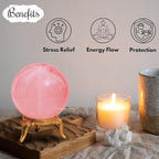 Amazing Gemstone Star Rose Quartz Crystal Ball with Stand - 2 Inches Crystal Sphere Meditation Balls for Witchcraft and Decorative Balls