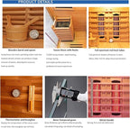 Luxury Dual-System Wood Sauna Room for 2-3 Person, Hybrid Indoor Sauna Spa,Canadian Hemlock, 4.5KW Heater, 195°F Steam+149°F Far Infrared, 10 Heating Elements, 220V, Oxygen Ionizer, 8mm Tempered-grass