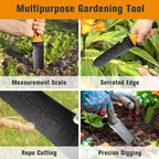 Garden Knife with Sheath, Gardening Tool, Stainless Steel Multi-Purpose Garden Supplies, Ergonomic Handle Hori Hori Knife for Digging, Weeding and Gardening, 7" Stainless Steel Blade, Father's Day Gift