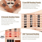Ceramic Infrared Sauna 2 Person Far Infrared Sauna Low EMF Indoor Saunas for Home Hemlock Wooden Sauna Room with Bluetooth Speakers, LED Reading Lamps, Chromotherapy Lights