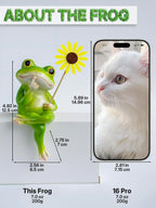 Frog Figurine, Funny Frog Statue with Removable Flower, DIY Customizable Office Home Decor for Living Room Shelf Desk Accessories, Outdoor Yard Garden Decorations, Birthday Gifts for Women