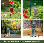 Kingsyard Glass Hummingbird Feeder for Outdoors Wild Bird Feeder with 6 Feeding Ports Hanging for Garden Yard, Purple (Ant Moat Included)