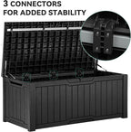 YITAHOME 120 Gallon Large Deck Box, Resin Outdoor Storage Box for Outdoor Pillows, Garden Tools and Pool Supplies, Waterproof, Lockable, Black