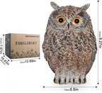 8.3" Realistic Owl Statue for Indoor & Outdoor Decoration, Effective Birds Deterrent for Garden, Patio, Yard, Fake Owl Suitable for Home Decor (Brown)