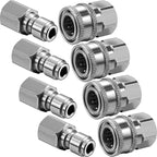 Hotop 4 Sets NPT 3/8 Inch Stainless Steel Male and Female Quick Connector Kit Pressure Washer Adapters Hose Quick Connector (Internal Thread)
