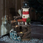 Ferrisland Outdoor Rock Waterfall Fountain Cascading Floor Water Feature Art Decor for Yard Garden Patio Lawn Backyard (Red, 23" H)