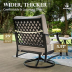 HERA'S HOUSE Outdoor Chairs Set of 2, 2 x Patio Chair with Beige Cushions, All Weather Outdoor Furniture for Lawn Garden Backyard Deck(Swivel Chairs)