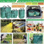 Standard 3-Pack 46 Gallon Yard Garden Bags (D26, H19 inch) with Garden Gloves, Leaf Bags,Yard Waste Bags,Recycling Bag,Camping Waste Bin,Laundry Bag,Lawn Debris,Grass Clippings,Weeds Barrel 4 Handles
