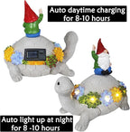 Gnome Hide a Key Outside Turtle Garden Decor Outdoor Key Hider Statues Funny Decorations for Yard Patio Lawn Solar Figurine with Light Ornaments Housewarming for Women Mom Grandma