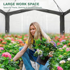 EAGLE PEAK 12x8 Portable Walk in Greenhouse with Polyester Reinforced Corners, Instant Pop up Indoor Outdoor Gardening Green House, Roll Up Zipper Doors Mesh Windows & Winter Support Pole, Gray/White