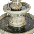 SunJet 42.5” High 3-Tiers Modern Concrete Outdoor Water Fountain - Round Large Outdoor Fountains and Waterfalls for Garden, Patio, Yard, and Deck Decor, Featuring Natural Stone Look