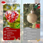 Hand Blown Glass Gazing Balls for Garden Love Heart Hanging Friendship Balls Christmas Ball Ornaments for Xmas Tree Decoration (Red - A)