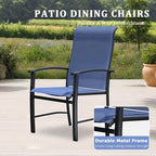 Outdoor Dining Chairs Set of 8, Stackable Patio Chairs with Metal Frame & Textilene Fabric, Perfect for Patio Garden Deck, Blue