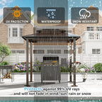 Aoxun Grill Gazebo 8 x 5FT, Outdoor Barbecue Gazebo with Double Polycarbonate Top, Aluminum Grill Canopy with Shelves for Patio, Garden, Lawn