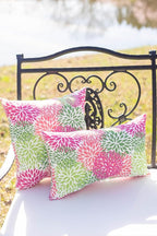RSH DECOR: Lumbar Throw Pillows Set of 2 | 20” x 12" | All-Weather Spun Fabric | Water and Fade-Resistant | Outdoor Support Pillows for Patio Furniture | Floral Blooms Pink