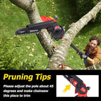 2-IN-1 Cordless Pole Saw and Mini Chainsaw, 8 Inch Brushless Electric Pole Saws for Tree Trimming, Auto Oiling,15ft Max Extension Pole Chainsaw with 2 * 2000mAh Batteries for Branch Cutting