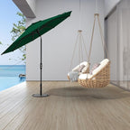 Midtown Umbrellas The Swilt 9 Feet Patio Umbrella in Sunbrella Forest Green Acrylic Fabric - Fiberglass Ribs, Auto-Tilt Aluminum Frame For Backyard, Deck, Garden, Pool - White Pole