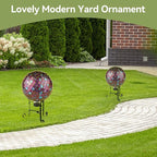 Lily's Home Metal Gazing Ball Stand for 10 or 12 inch Metal and Glass Garden Gazing Globes. Black. 9-inch Tall
