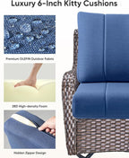 Luxury 24x24x6 Inch Kitty Outdoor Chair Cushions Set of 4 - Heavy Duty Water-Resistant Comfortable Cushion for Patio Furniture Dining Gliding Rocking Chair Loveseat Sofa - Navy Blue
