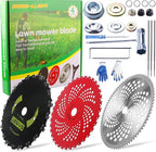 9" x 36 Teeth Carbide Tipped Blades & 9" x20T Carbon Steel Round Chainsaw Tooth Blades & 10" x 80T Brush Cutter Trimmer Blades with Adapter Kit