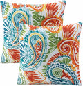 Outdoor Pillows, Pack of 2 Waterproof Decorative Throw Pillows with Inserts, 18”x18” Square Pillows for Bed, Couch, Sofa and Patio Furniture