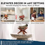Alternative Imagination Wooden Tripod Display Stand – 6-Inch Hand Carved Holder Made from Sustainable Mango Wood – Folding Reddish-Brown Stand for Abalone Shell, Crystal Ball, Key Bowl, Trinket Dish, Incense, Decor and More
