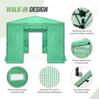 EAGLE PEAK Instant Pop-up Greenhouse, Indoor Outdoor Plant Gardening Green House, Roll-Up Zipper Doors and Side Windows, Walk in 10x10 ft, Green/Clear