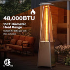 LAUSAINT HOME Pyramid Patio Heater, 48,000 BTU Outdoor Patio Heaters for Outdoor Use, Upgraded 87" Quartz Glass Tube Propane Heater for Deck Backyard Commercial, Tip-Over Protection, Cover & Wheels
