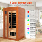 1-2 Person Infrared Sauna, Dry Heat Sauna with Red Light Therapy, Bluetooth, Radio, 7-Color Therapy Light for Home, Indoor, Gym, Wellness Center, 36″ x 36″ x 73″