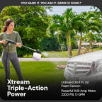 Sun Joe Electric Pressure Power Washer w/ 4 Nozzles & Foam Cannon, 2200 PSI (PWMA Certified), 1.1 GPM, 14.9-Amp Motor - Heavy-Duty Cleaning Machine for Patios, Decks, & Sidewalks, SPX3000-XT1 XTREAM