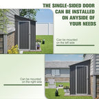 4x8 FT Lean to Metal Shed,Outdoor Storage Shed W/Floor Frame & Reversible Installation,All Weather Waterproof Garden Tool House W/Lockable Door & 2 Air Vents,for Backyard,Patio,Lawn,Gray