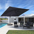 PURPLE LEAF 11' X 15' Rectangle Patio Umbrella Large Outdoor Aluminum Offset Umbrella with 360-degree Rotation Cantilever Umbrella for Garden Deck Backyard Pool Grey