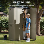 Greesum Outdoor Storage Shed Without Divider, 45 cu.ft Outdoor Waterproof Storage Cabinet for Garden Tools, Pool Storage, Garbage Cans, Beige