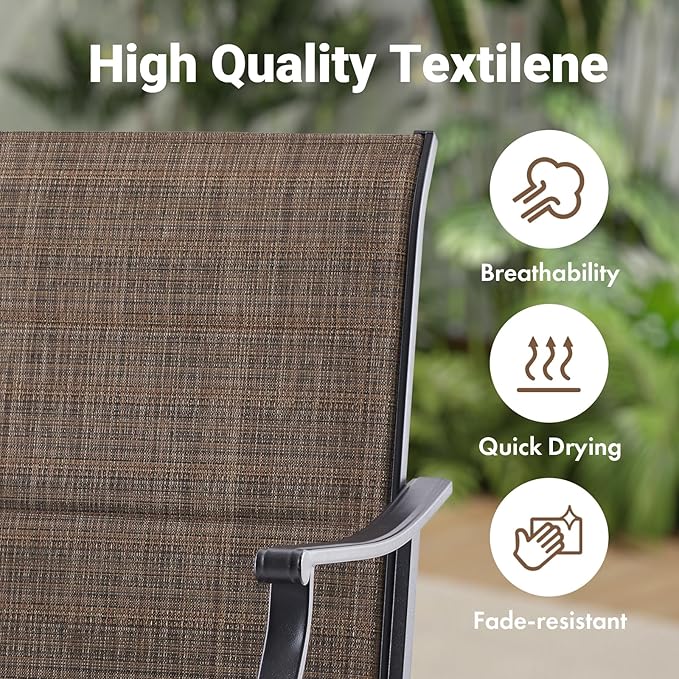 Soohow Patio Dining Chairs Set of 2, Swivel Outdoor Patio Chair with Paded Textilene Fabric, All Weather Outdoor Seats Ergonomic Comfort, Perfect Seats for Backyard, Balcony, and Garden