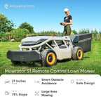 Remote Control Lawn Mower S1 4WD 56V18Ah, Multi-Functions RC Lawn Mower with 1.5-4.3 Inch Cutting Height 21 Inch Real Blade for 75% Slope(37°) with Mowing 1.12 Acres