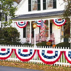 3x6Ft American Bunting Flags Outdoor, Patriotic Bunting for 4th of July Decorations, Memorial Day Patriotic Decorations, USA Pleated Fan Flag for Outdoor Indoor Use (Set of 3)