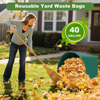 2 Pack 40 Gallon Dustpan Type Lawn Bags Reusable Collapsible Heavy Duty Leaf Bags Yard Waste bags Collecting Leaves Lawn Grass Branches