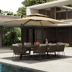 10' X 13' Patio Umbrella with Base Included Outdoor Large Rectangle Offset Cantilever Umbrellas Double Top Heavy Duty Windproof with 360-degree Rotation for Pool Garden Deck