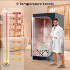SereneLife Portable Steam Sauna for Home with 4L Steamer, Folding Chair, Remote Control, 9 Heat Levels, Compact Indoor Sauna Tent, Personal Spa, 71" x 35