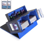 MTG Deck Box, MTG Commander Card Deck Box with Commander Display, Fits 250+ Single Sleeved, Double Card Storage Box with Dice Tray, Magnetic Card Storage Case for CCG TCG Sports Cards, Black Blue