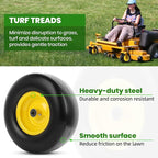 AR-PRO (2-Pack) 13x5.00-6 Flat Free Lawn Mower Tire and Wheel- Solid Smooth Tread Replacement Front Tire for Riding Zero Turn Mowers, Garden Tractors – 3/4" and 5/8" Bearings, 3.25"-5.9" Centered Hub