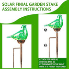 Solar Bird Garden Stake Lights - Hand Blown Glass Decorative Garden Pathway Lights Outdoor Waterproof Bird Glass Stakes (Green)