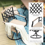 PHI VIALLA Patio Chairs Outdoor Swivel Dining Chairs Outdoor Furniture Chairs Set of 6 with Cushion Suports 300lbs for Lawn Garden Backyard Weather Resistant-Black Frame