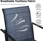 Patio Chairs Set of 2, Outdoor Dining Chairs with Breathable Textilene Fabric, Stackable Patio Chairs for Lawn, Garden, Backyard, Poolside, Dark Blue