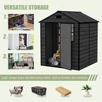 6x6 ft Outdoor Storage Shed,Garden Shed W/Window,Resin Storage Shed W/Air Vent & Lockable Door,Weatherproof Tool House W/Sloped Roof,for Backyard Patio Lawn,Black