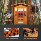 Outdoor Sauna 2 Person 1800W/110V Low EMF Dry Sauna Infrared Sauna for Home Inner Board Hemlock Wood/Outer Board Red Cedar, 8 Heating Panels with LCD Control Panel/Speaker and Tempered Glass Door