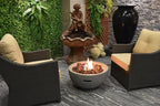 AMS Fireplace | Modeno Nantucket Package | Light Gray Liquid Propane Gas Fire Pit Table for Outside Patio Bundle with Tank Cover and SS Burner Lid | Free Ice Bucket
