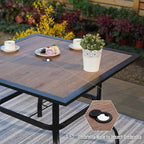 Sophia & William Square Patio Dining Table with 1.57" Umbrella Hole, Outdoor Table with Imitation Wood Tabletop and Brown Metal Steel Frame, for Lawn Garden Backyard, L37 X W37 X H28