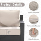 6 PCS Aluminum Patio Conversation Set - 3-Seater Sofa, 2 Swivel Chair, 2 Fixed Chair, 1 Metal Table with 6" Thick Water-insistant Cushions, All-Weather Use Removable Cover (Beige)