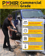3/8" Pressure Washer Hose 70FT 4800PSI, Power Washer Hose Steel Wire Braided with Swivel Quick Connect, Commercial Grade Industrial High Pressure Water Washing Hose (4800PSI, 70FT)